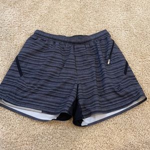 Gray and black striped Lululemon shorts